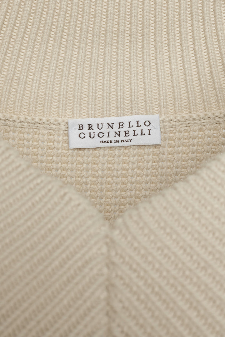 Brunello Cucinelli Size M Bead-Embellished Knit Cotton Sweater