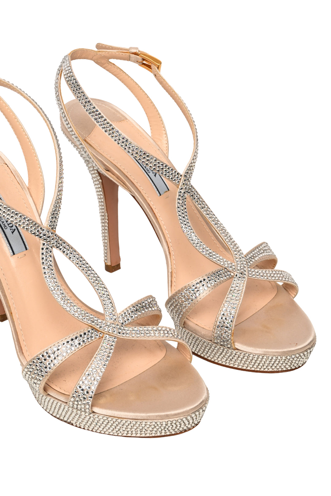 Prada Size 39.5 Crystal-Embellished Platform Sandals