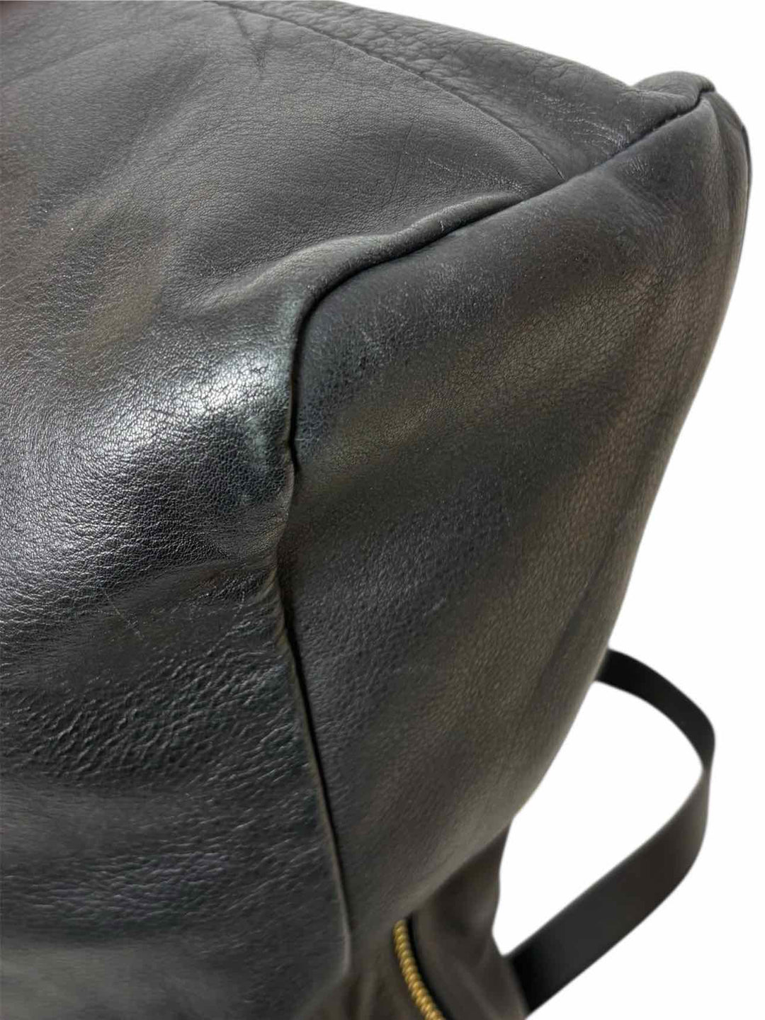 Max & Co Black Leather Gold Tone Zipper Tote Purse