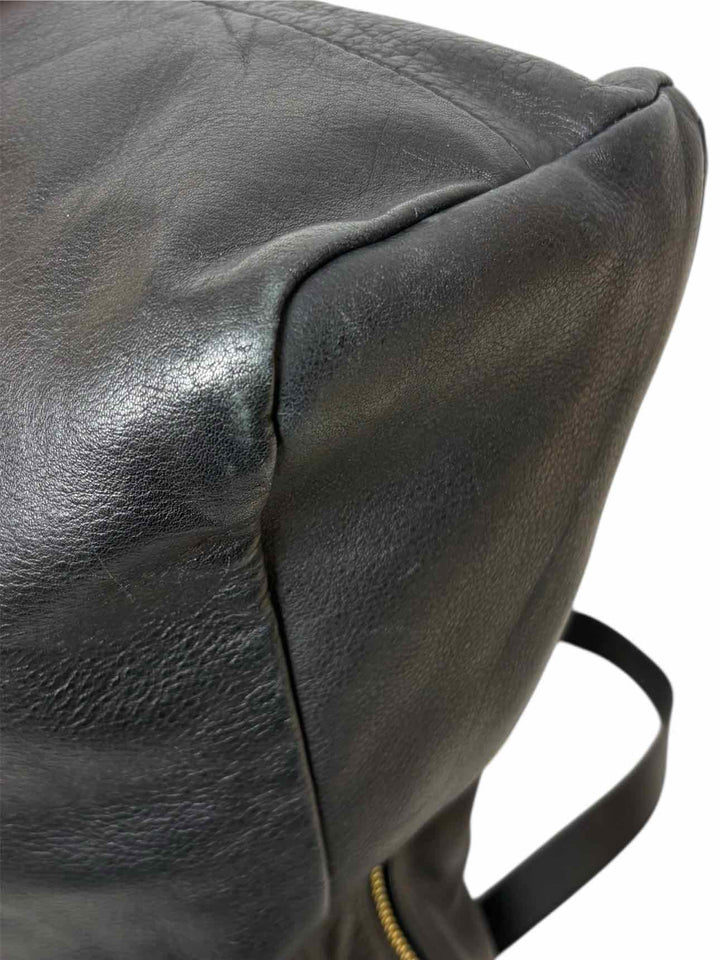 Max & Co Black Leather Gold Tone Zipper Tote Purse