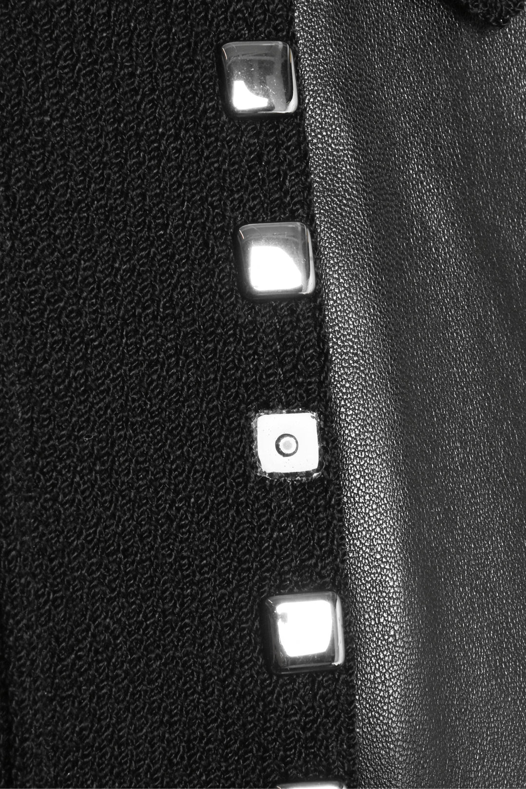 St. John Collection Size 10 Lamb Leather Paneled Wool-Blend Knit Jacket