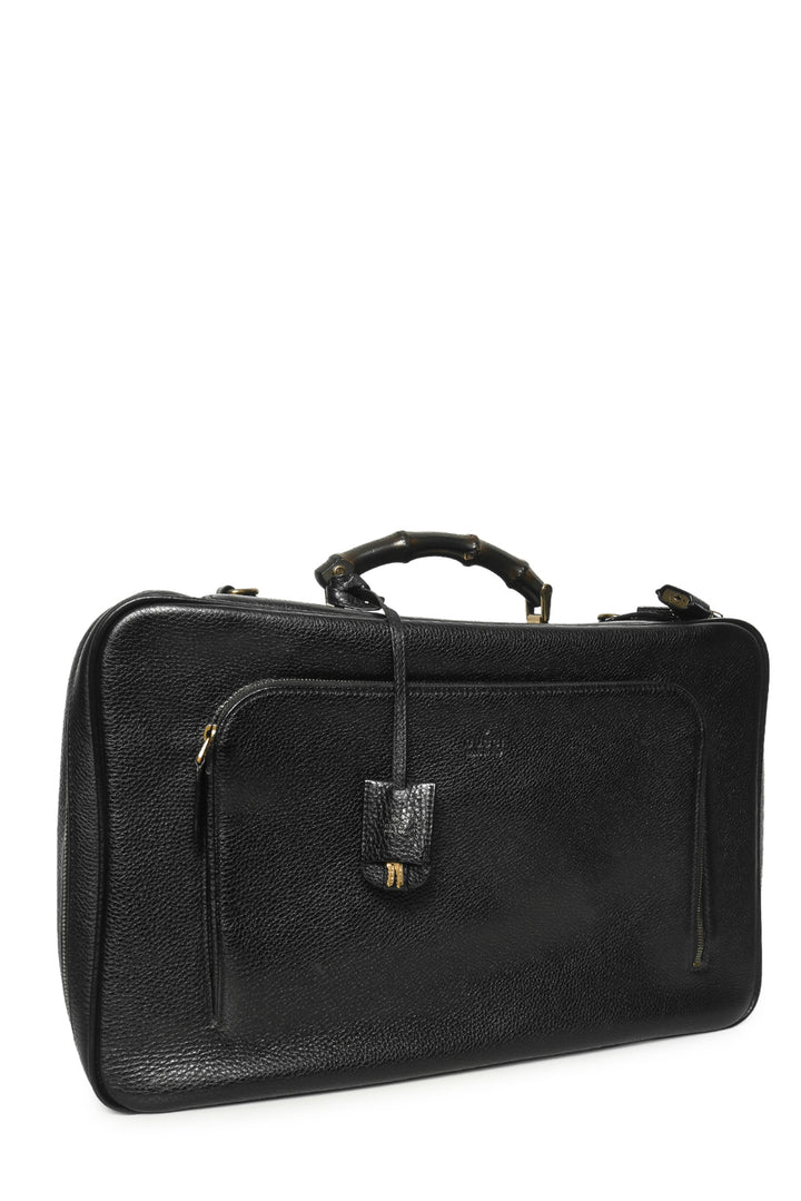 Gucci Pebbled Leather Bamboo Top Handle Suitcase Travel Bag