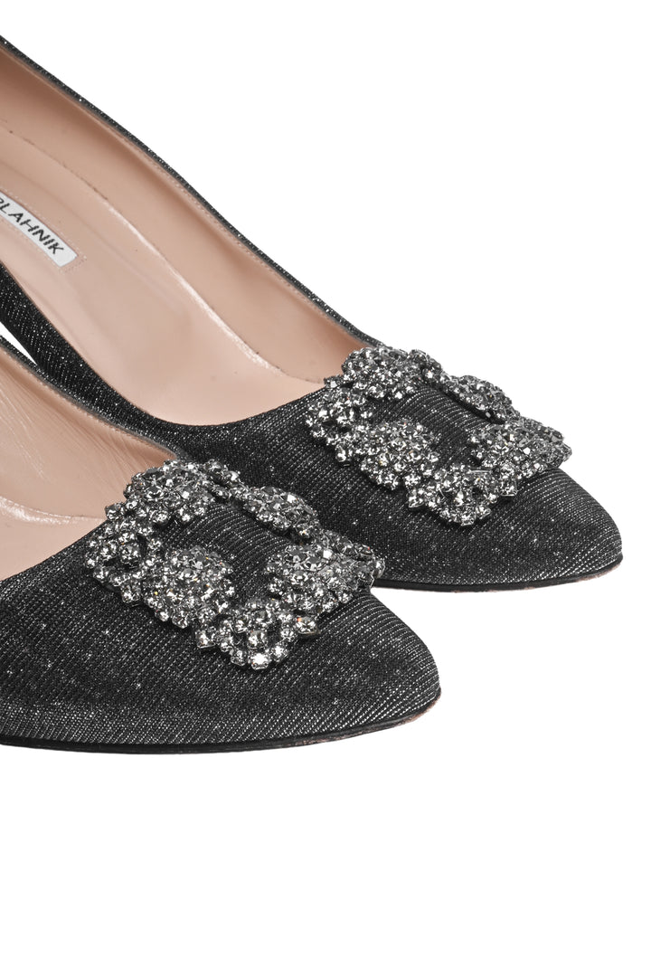 Manolo Blahnik Size 40.5 Hangisi Glitter Pumps