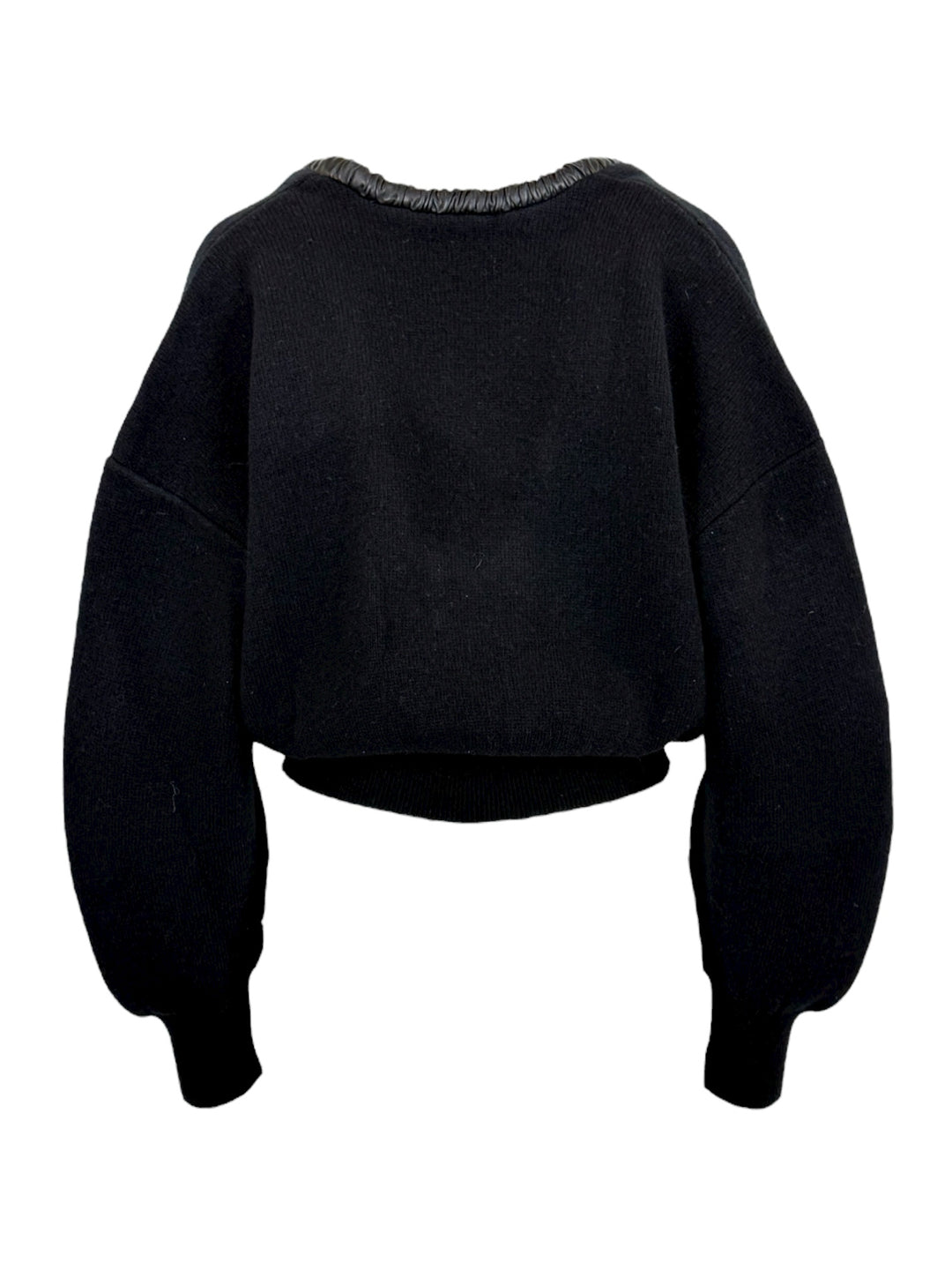 Alexander Wang Size M Ruched Leather Crewneck Sweater