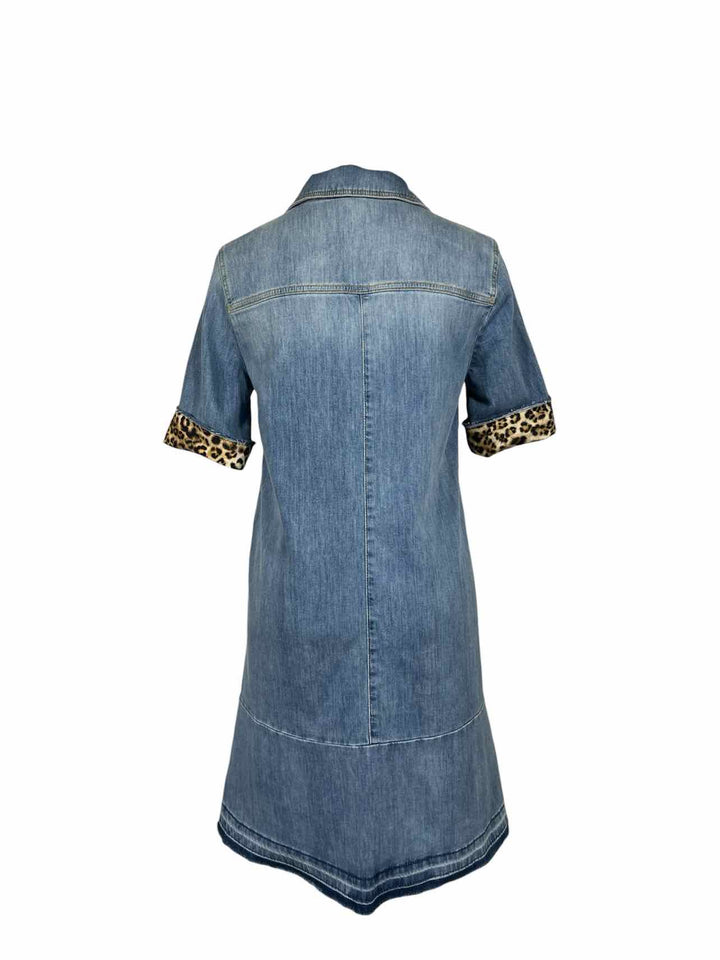 Marccain Sports Size 1 Denim & Leopard Accent Dress
