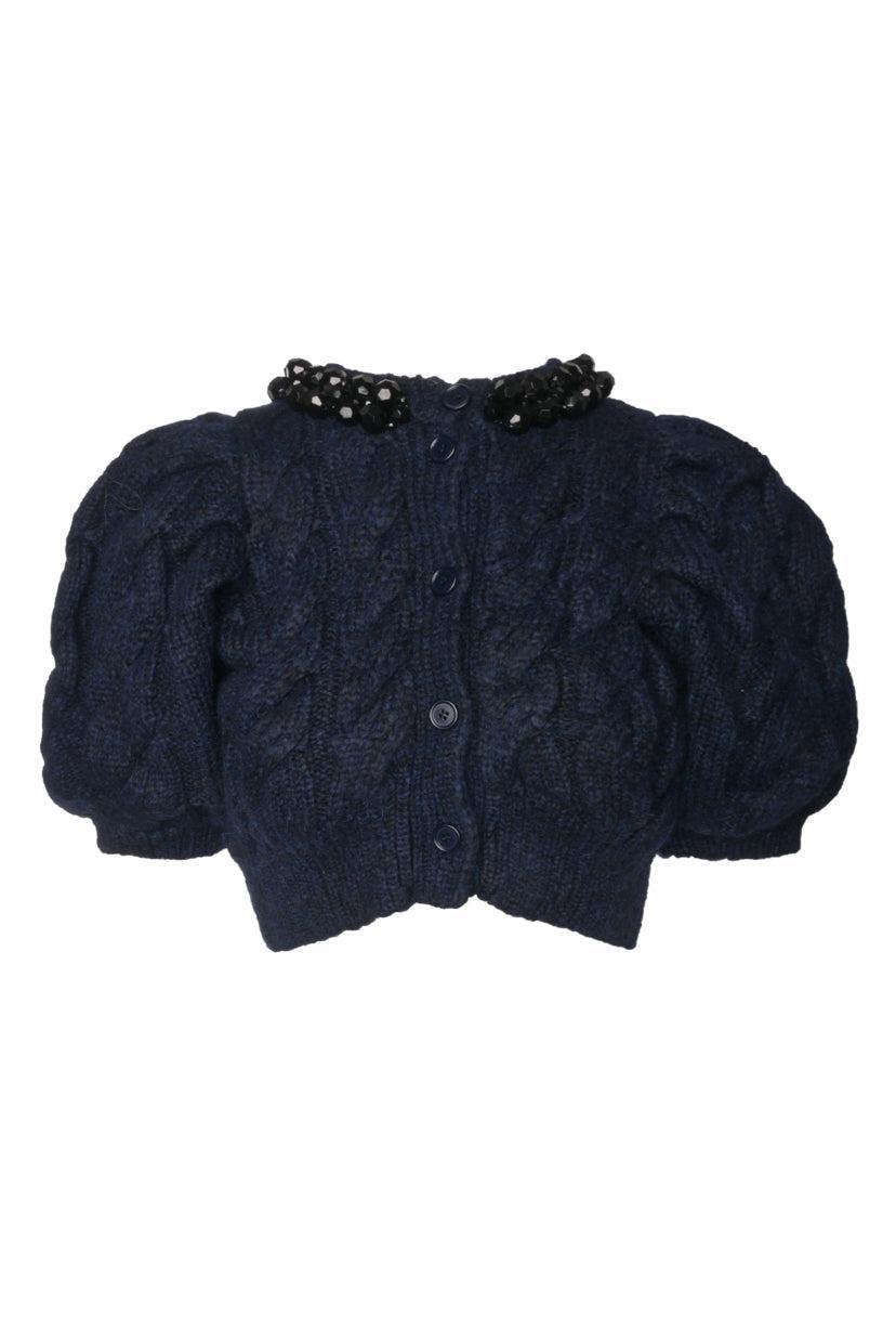 Simone Rocha Size M Embellished Cable Knit Cropped Cardigan