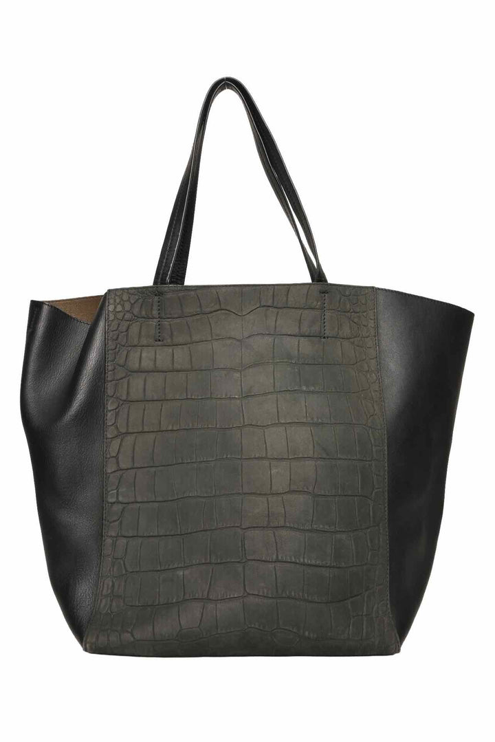 Celine Croc Embossed Phantom Cabas Tote