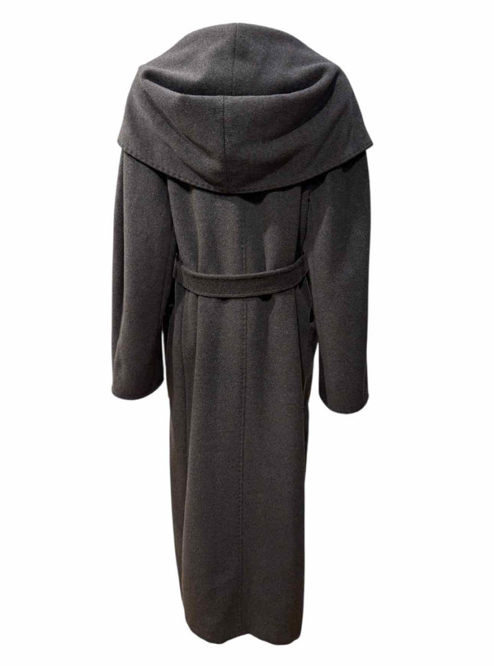 Maxmara Size 12 Wool Blend Hooded Double Breasted Coat