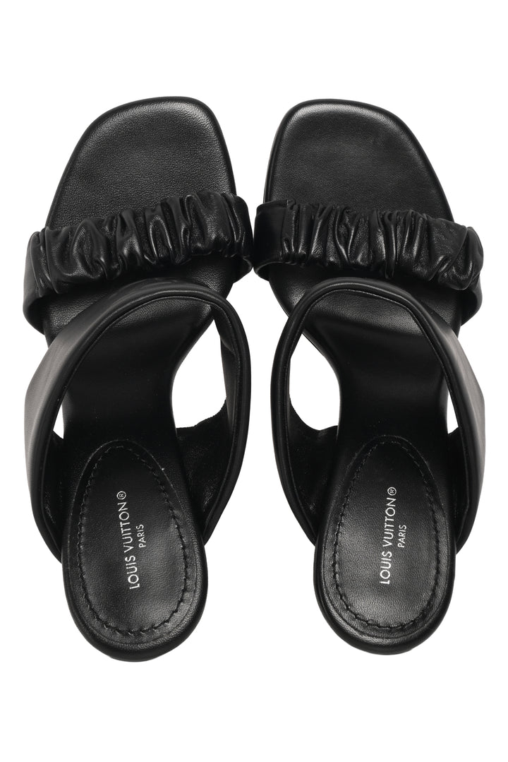 Louis Vuitton Size 37 Lambskin Drapy Heel Mules
