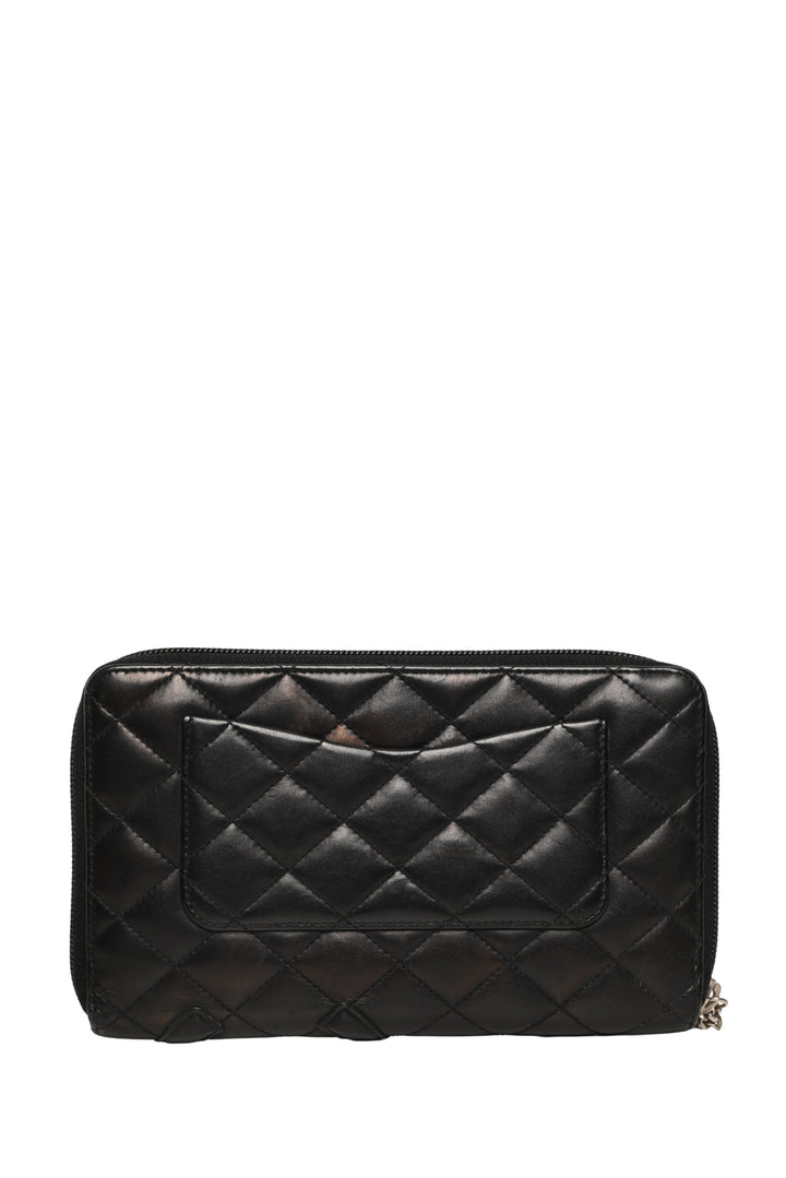 Chanel Cambon Zippy Wallet in Black MatelassÃ© Leather