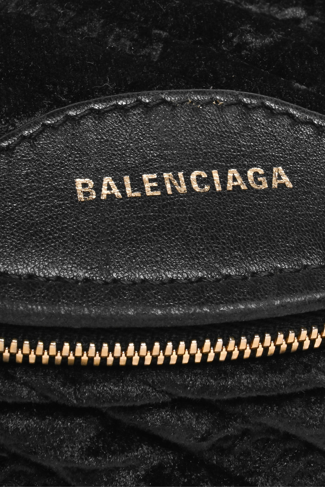 Balenciaga Crushed Velvet Logo Embossed Souvenir Belt Bag