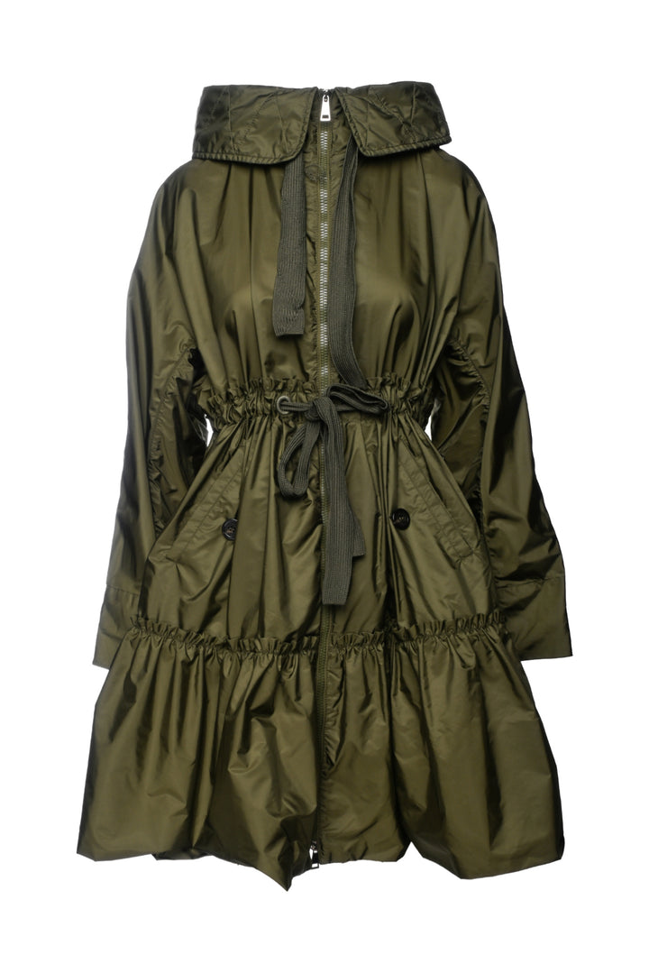 Moncler Size 2 Turquoise Giubotto Ruffle Coat