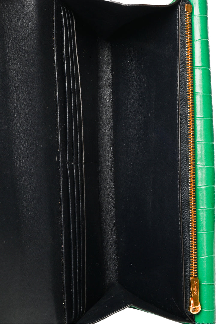 Mulberry Harlow Croc Embossed Long Wallet