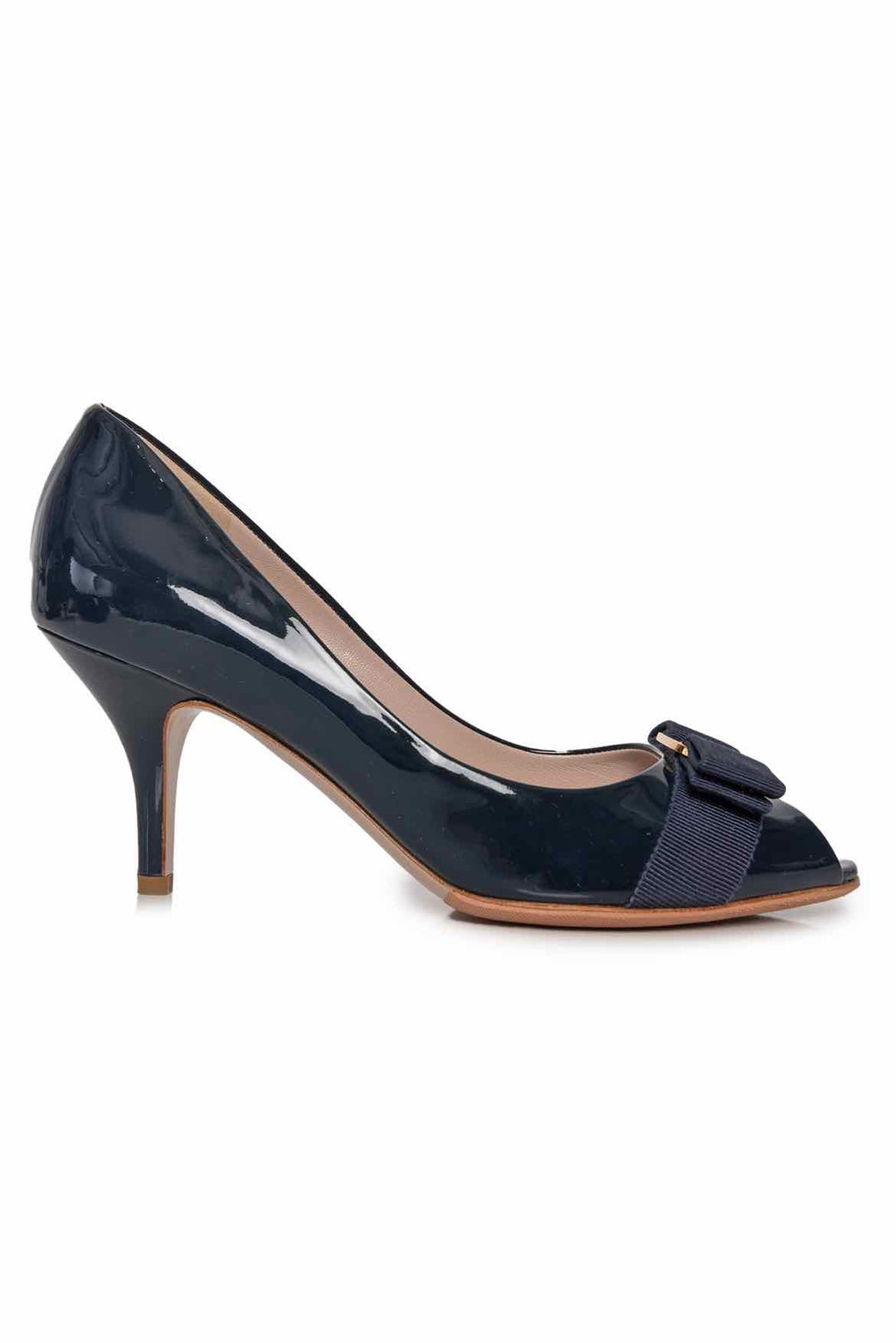 Salvatore Ferragamo Size 7 Vara Open-Toe Bow Pumps