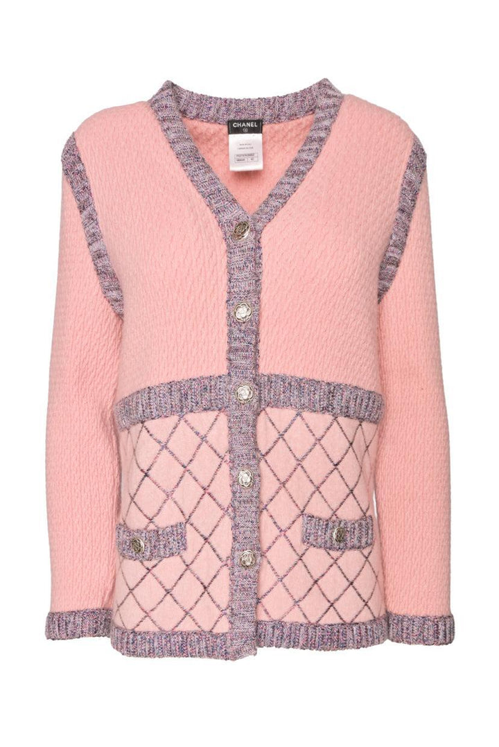 Chanel Size 42 2015 Silk & Cashmere Trim Detailed Cardigan
