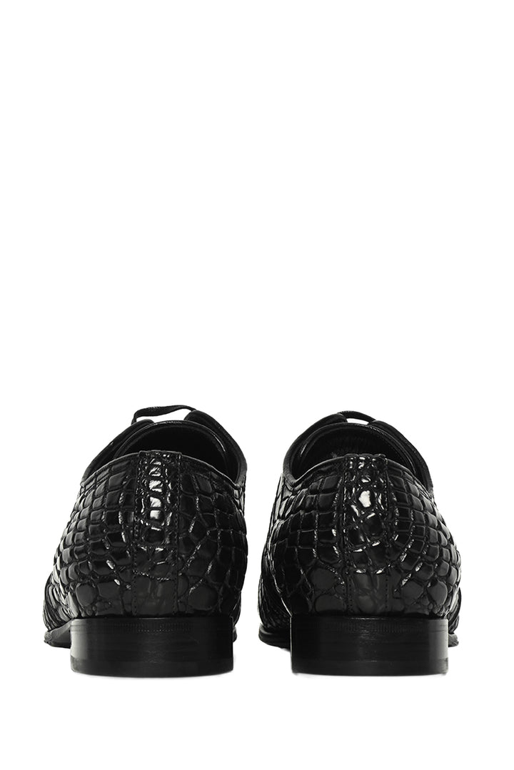 Dolce & Gabbana Men's Size 6.5 Croc Leather Derby Shoes