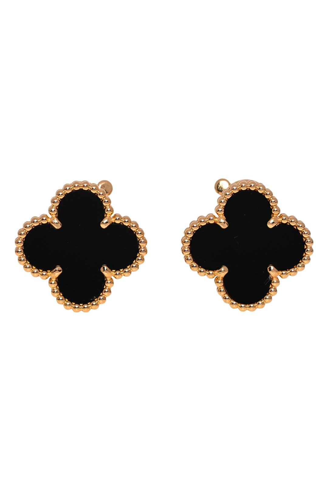 Van Cleef & Arpels 2023 18K Yellow Gold & Black Onyx Vintage Alhambra Earrings