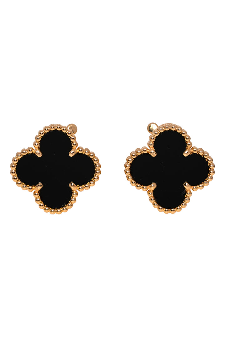 Van Cleef & Arpels 2023 18K Yellow Gold & Black Onyx Vintage Alhambra Earrings