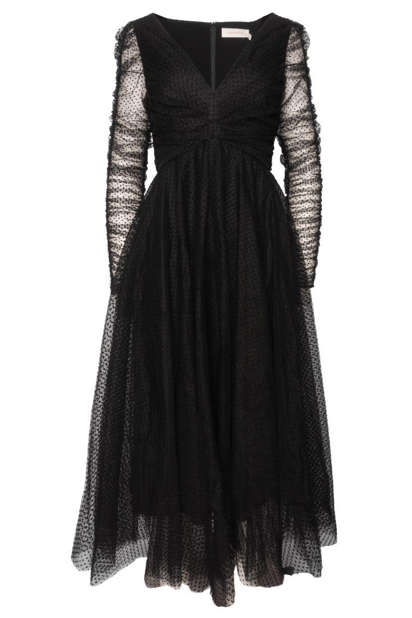 Zimmermann Size 2 Ruched Polka Dot Tulle Dress