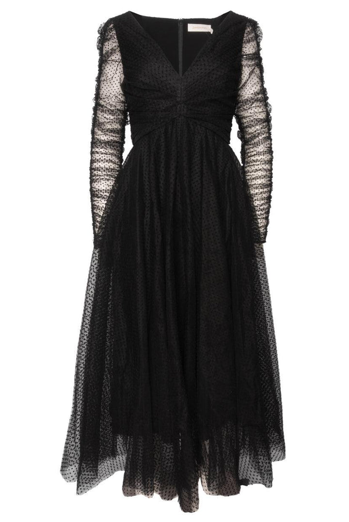 Zimmermann Size 2 Ruched Polka Dot Tulle Dress