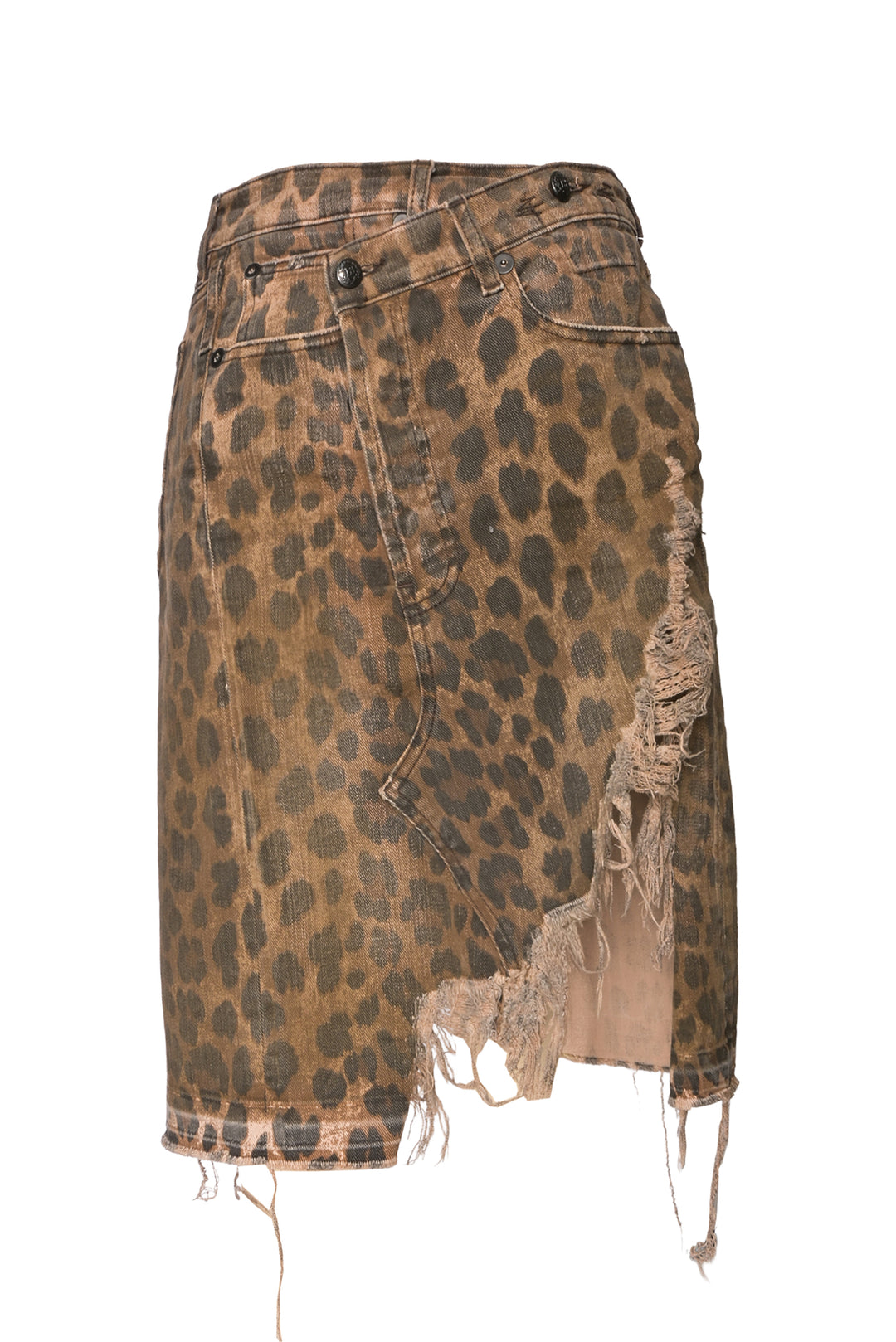R13 Size 26 Norbury Distressed Leopard Print Skirt