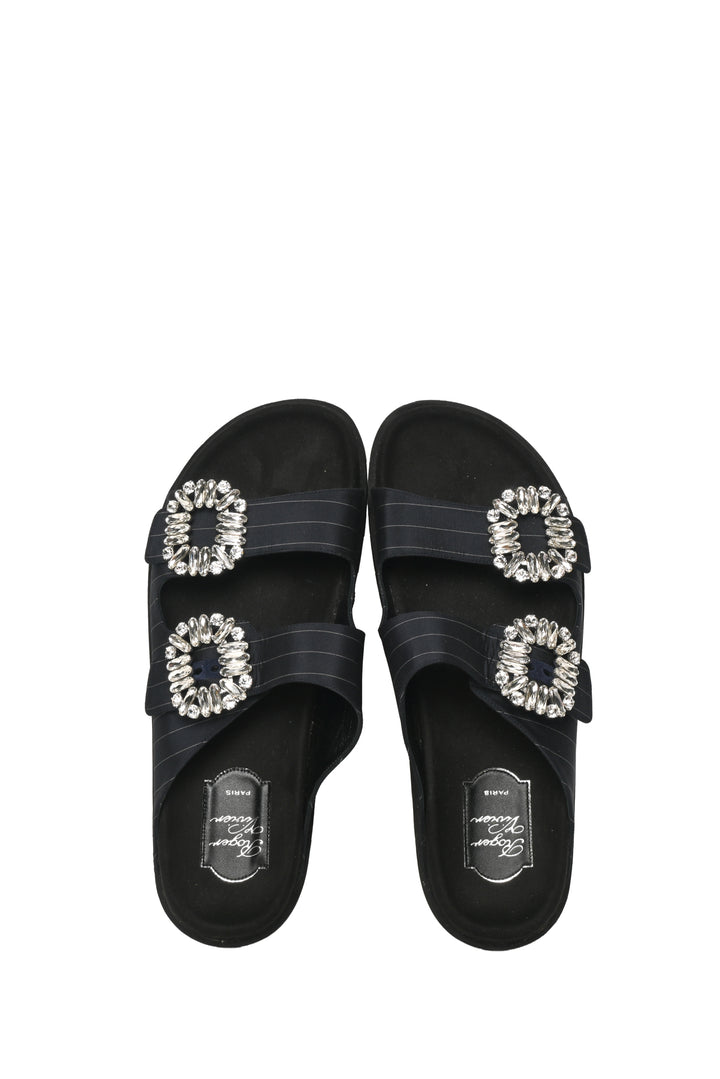 Roger Vivier Size 40 Slidy Viv Pinstriped Sandals