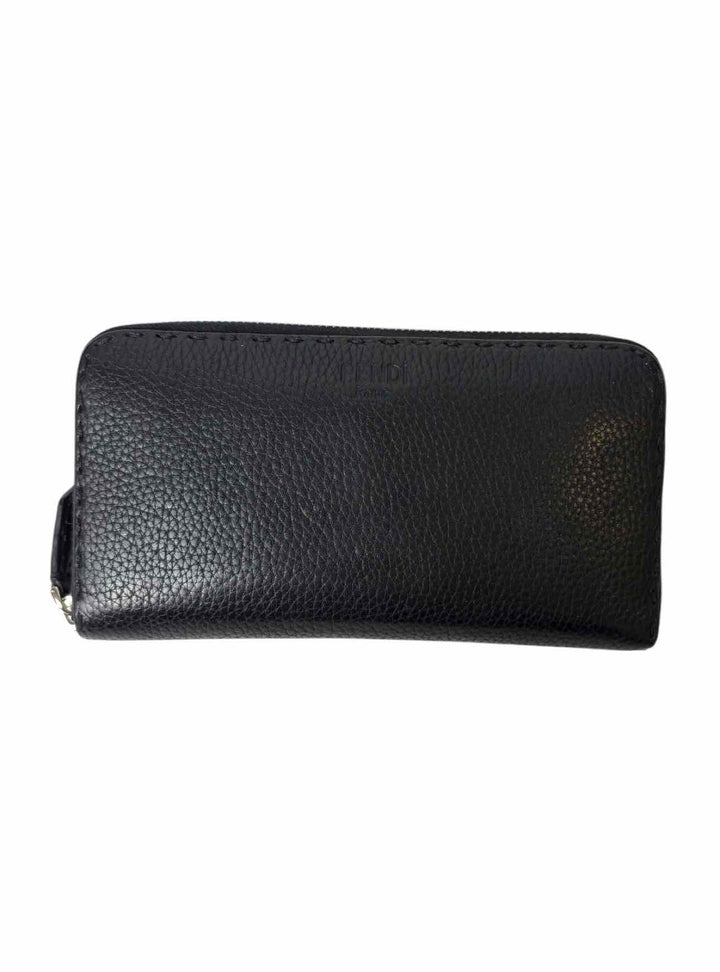 Fendi Pebbled Leather Zip Around Wallet