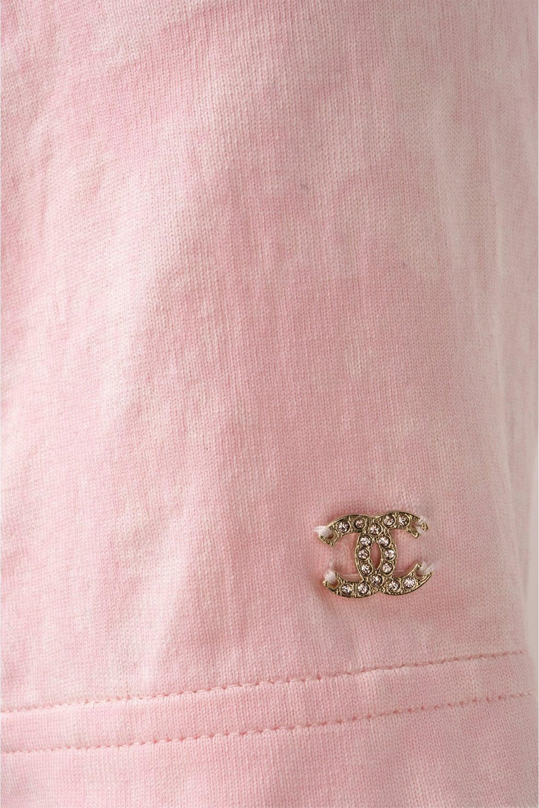 Chanel Size 2 Logo Embroidery Tie Cropped T-Shirt