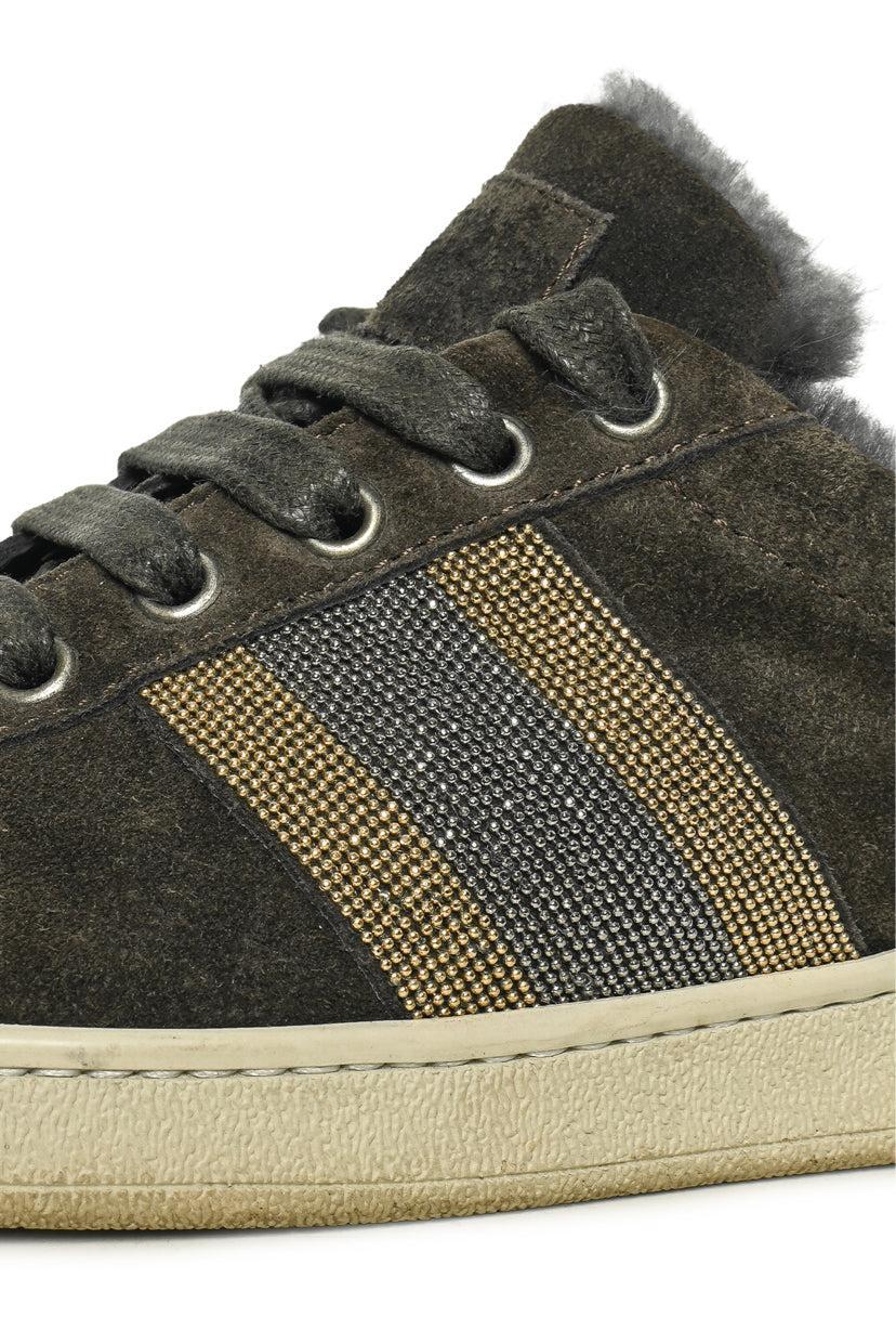 Brunello Cucinelli Size 36 Monili Bead & Fur Lined Suede Low Top Sneaker