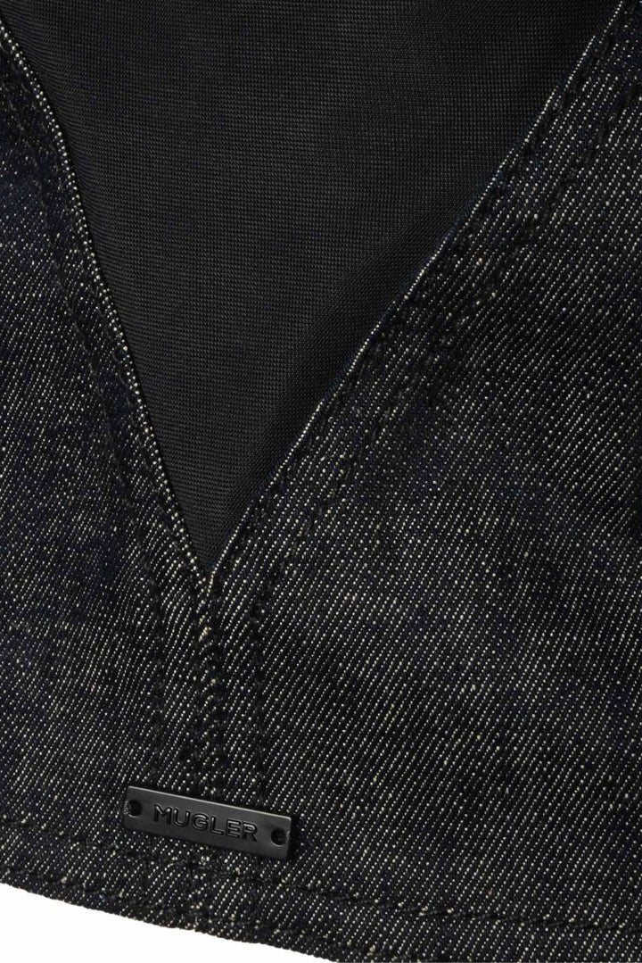 Mugler Size 40 Mesh Trimmed Denim Corset