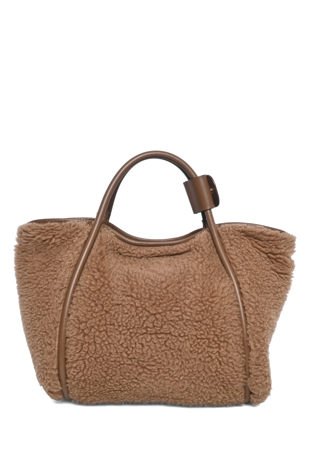 Max Mara Marine Leather Trim Teddy Shoulder Bag
