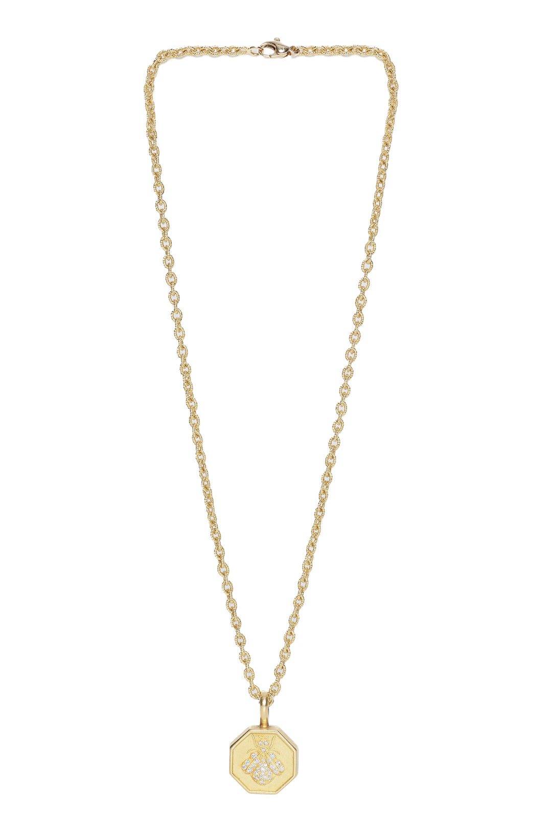 18K Yellow Gold & Diamond Bee Pendant Necklace