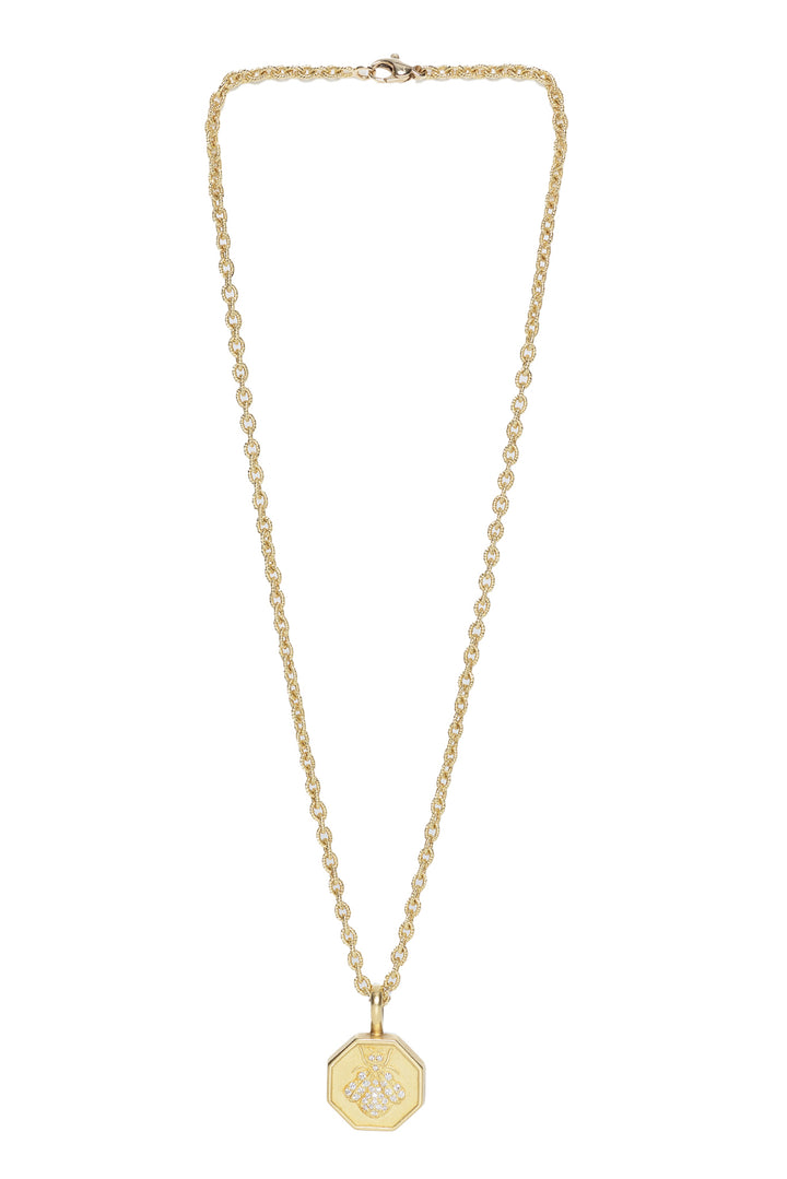 18K Yellow Gold & Diamond Bee Pendant Necklace