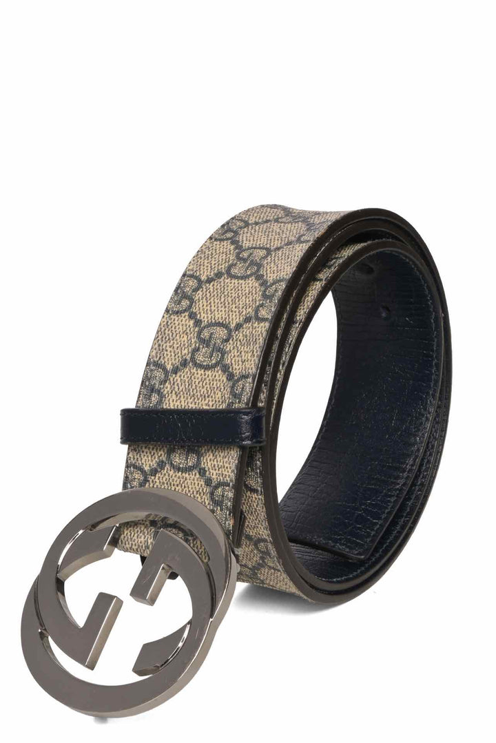 Gucci Size 36 GG Supreme Coated Canvas Interlocking G Buckle Men's Belt