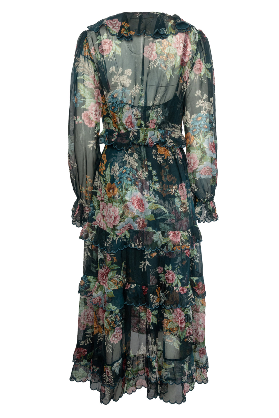 Zimmermann Size 3 Wavelength Scallop Frill Midi Dress