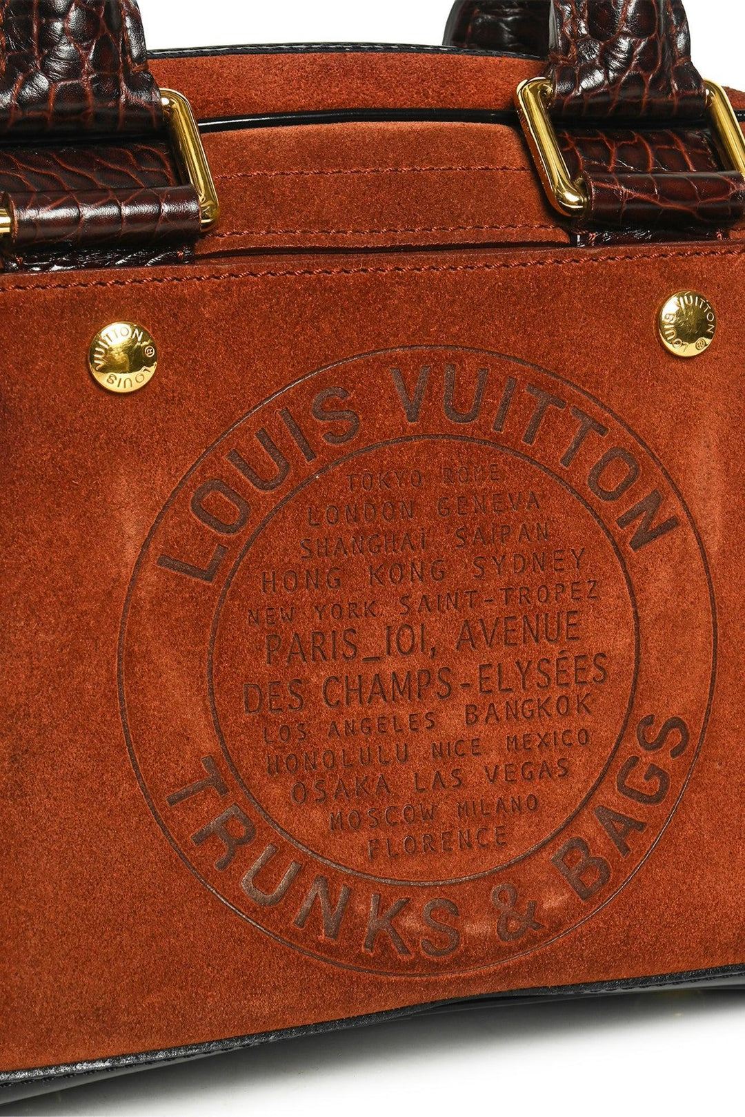 Louis Vuitton Vintage Suede Havane Stamped Trunk PM Purse