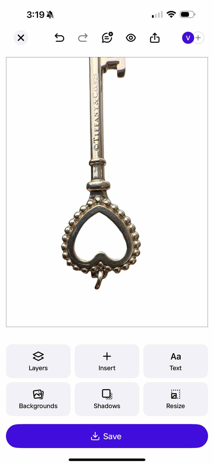 Tiffany & Co 925 Silver Beaded Heart Key Pendant Necklace