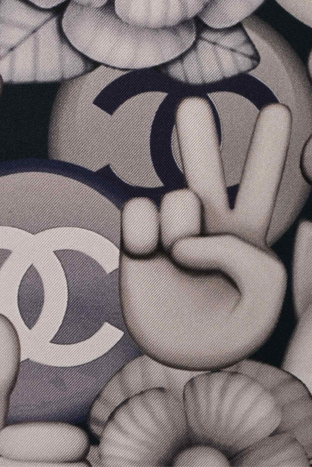 Chanel Cat Emoticon Silk Scarf