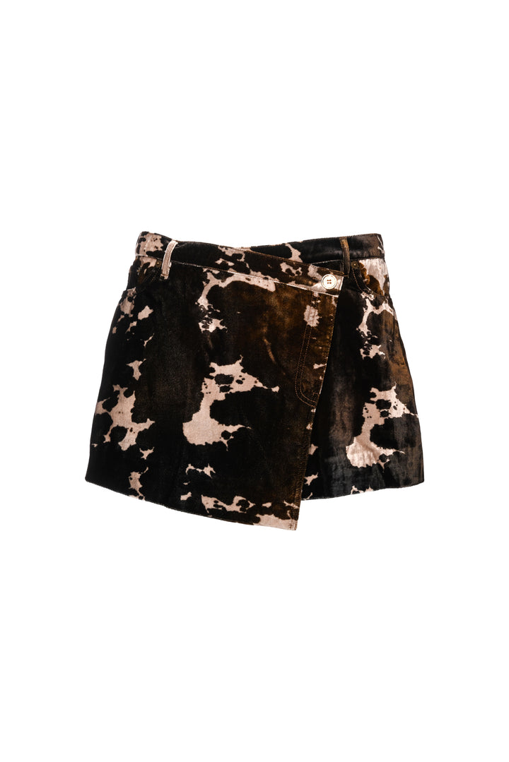 Acne Studios Size M Irinna Asymmetric Cow-Print Velvet Mini Skirt