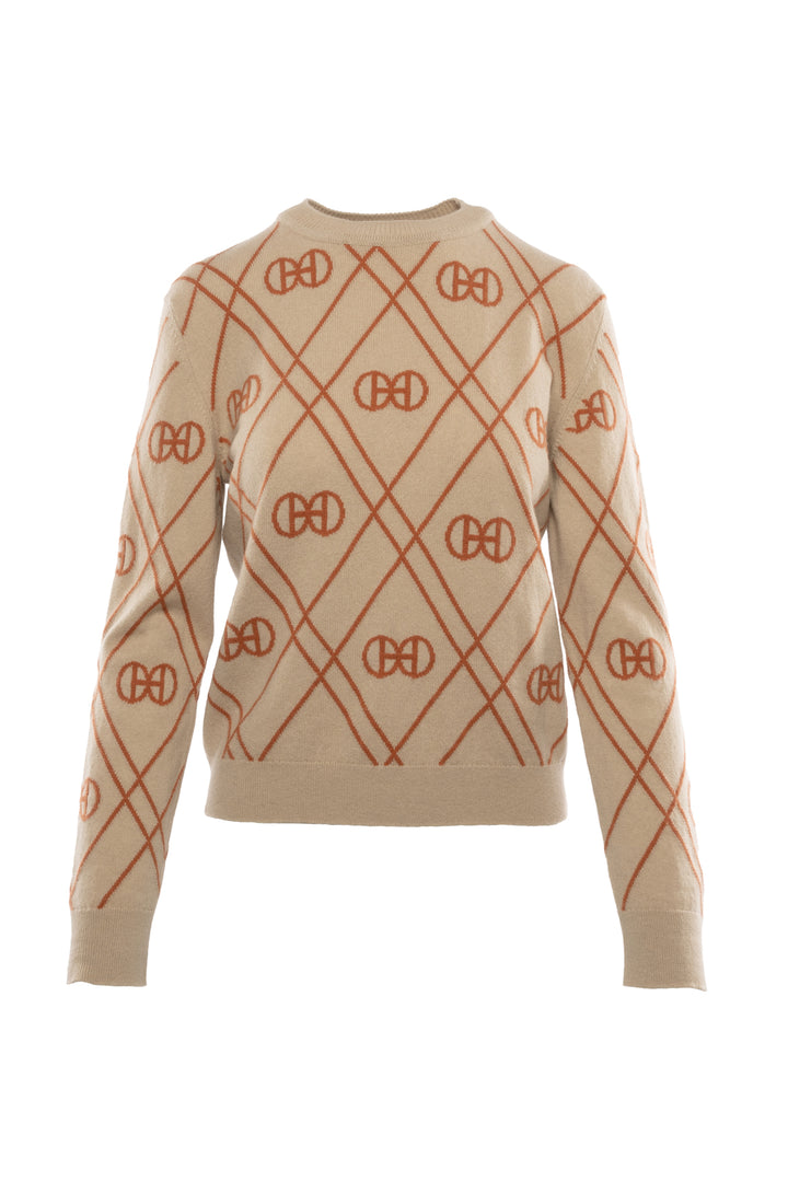 Hermes Size 40 H Knit Pattern Crewneck Cashmere Sweater