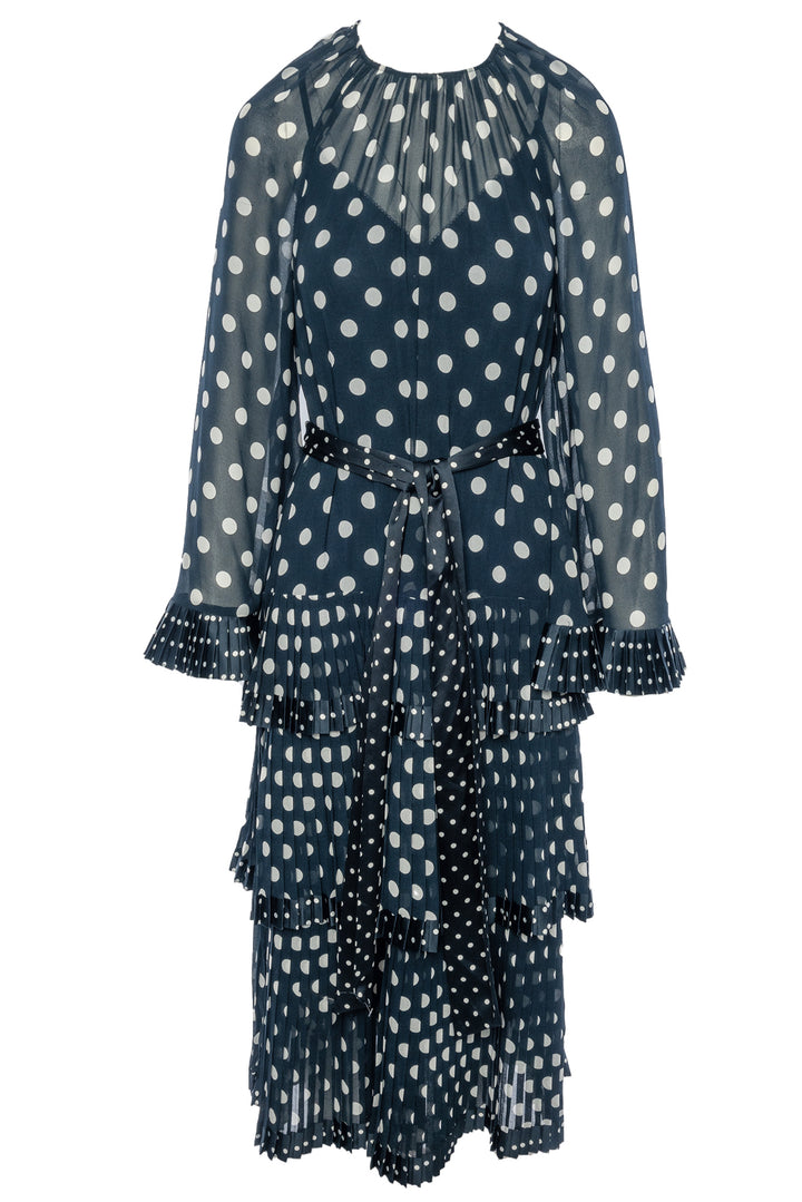 Zimmermann Size 3 Pleated Ruffle Trim Polkadot Dress