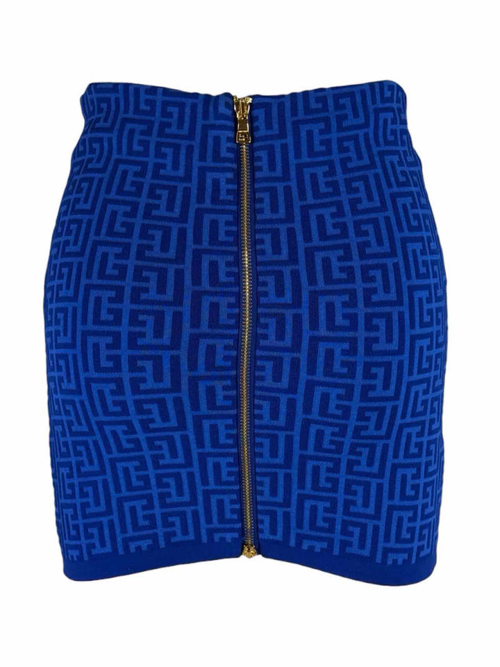 Balmain Size XS Monogram Jacquard Mini Skirt