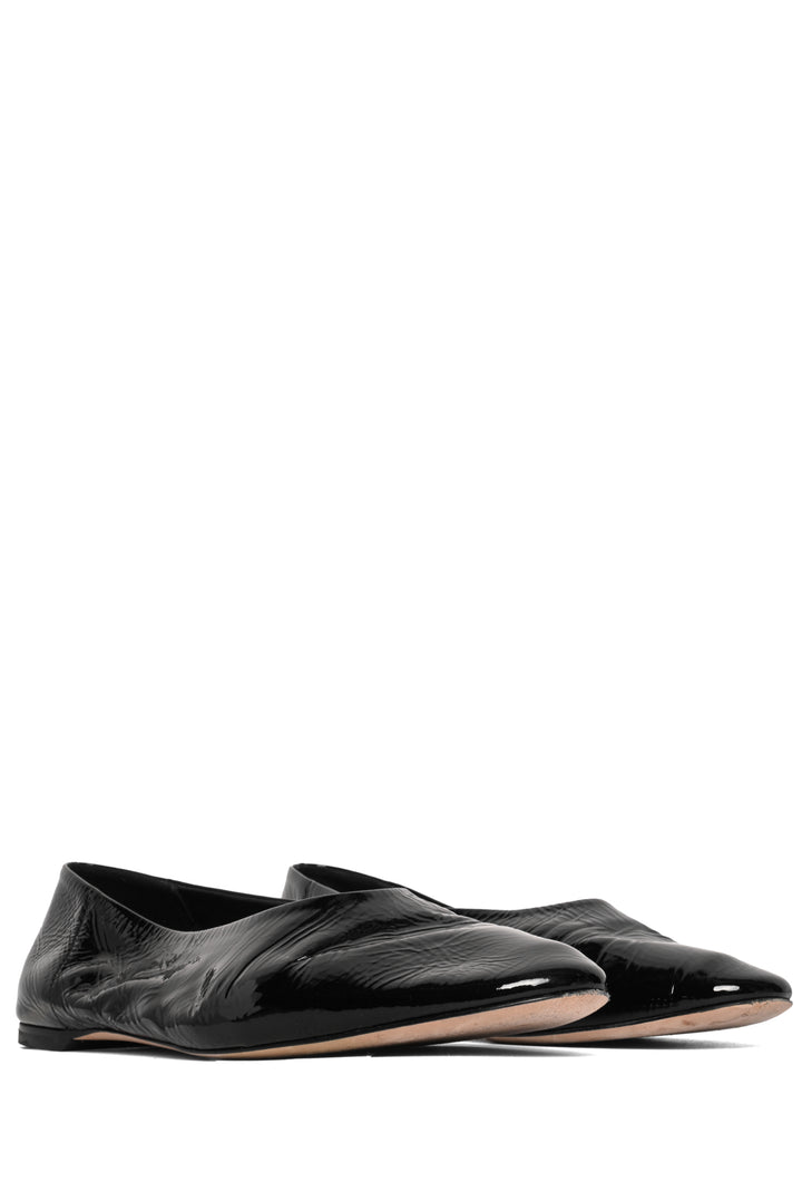 Toteme Size 39 Crinkled Patent Goatskin Slip Naplack Ballerina Flats