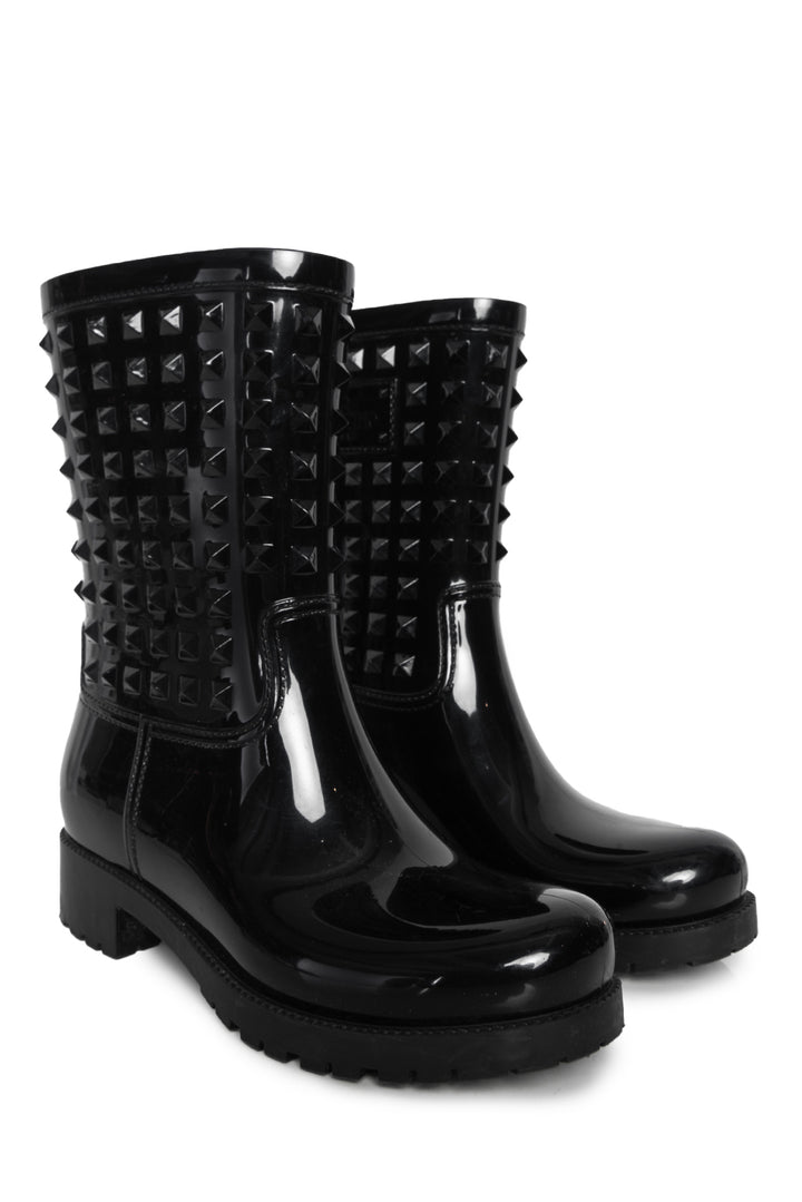 Valentino Size 37 Rockstud Rubber Rain Boots