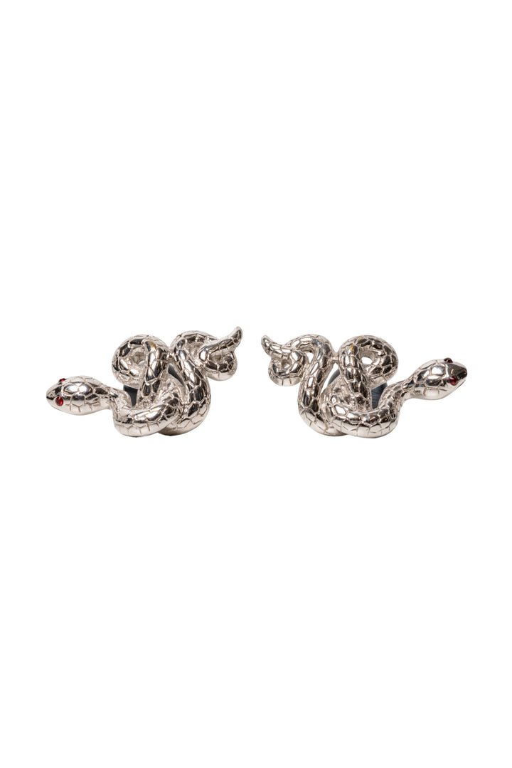 Tateossian Rhodium-Plated Snake Cufflinks