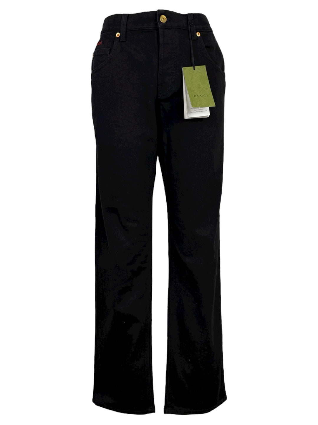 Gucci Size 36 Men's Logo Embroidered Black Jeans