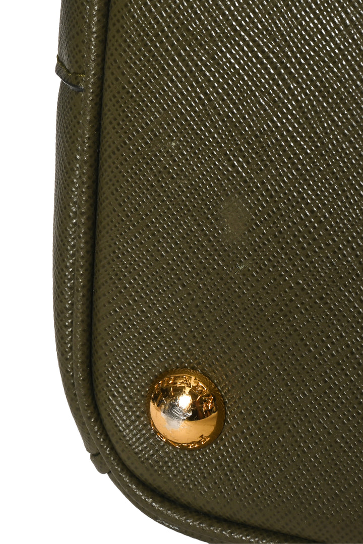 Prada Two Tone Double Zip Lux Saffiano Medium Tote
