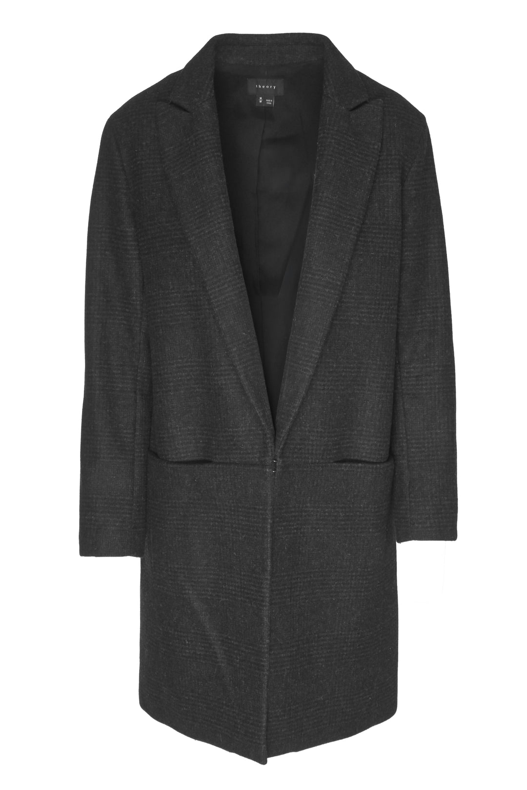 Theory Size M Plaid Wool Blend Coat