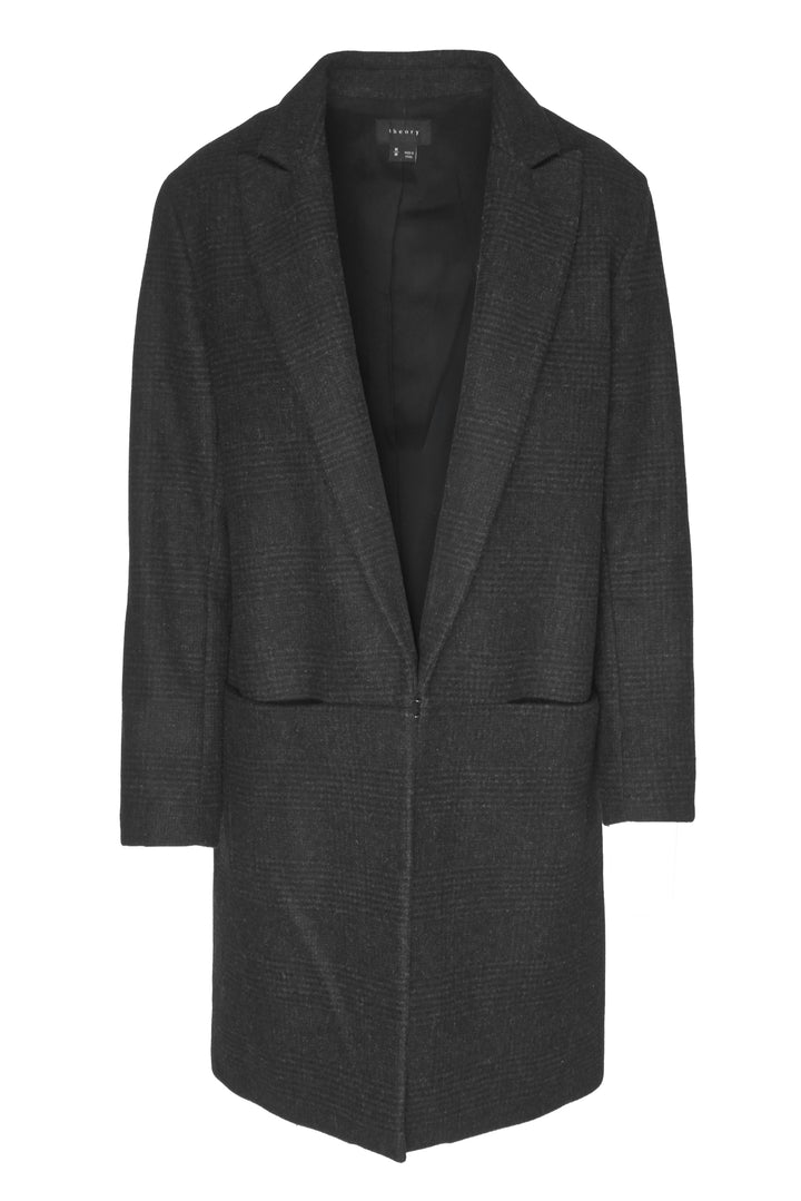 Theory Size M Plaid Wool Blend Coat