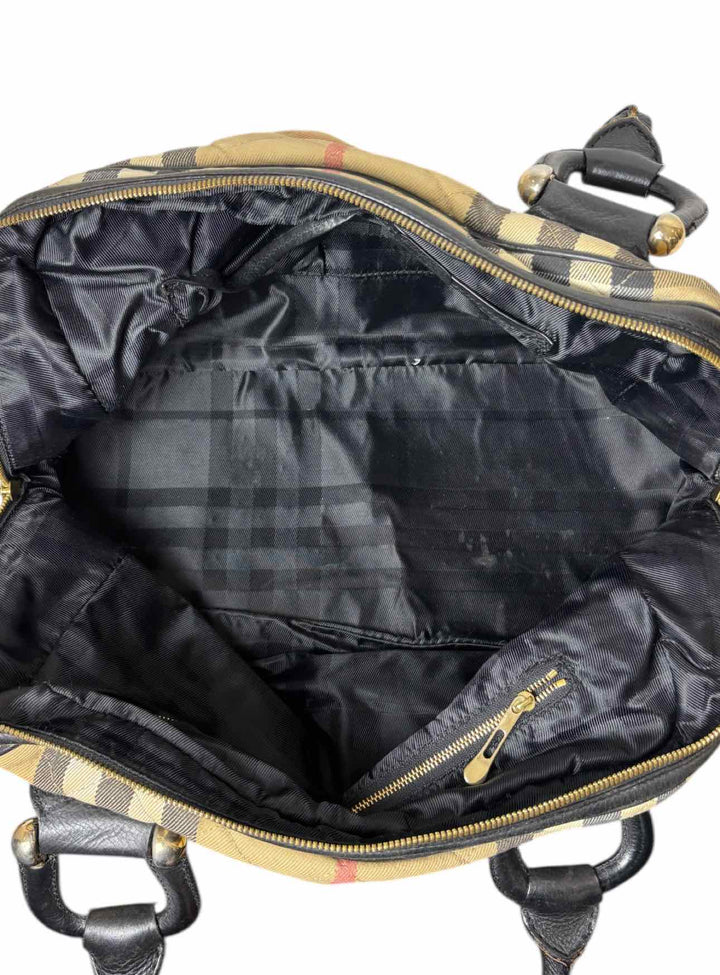 Burberry Quilted House Check fabric and Leather  Purse